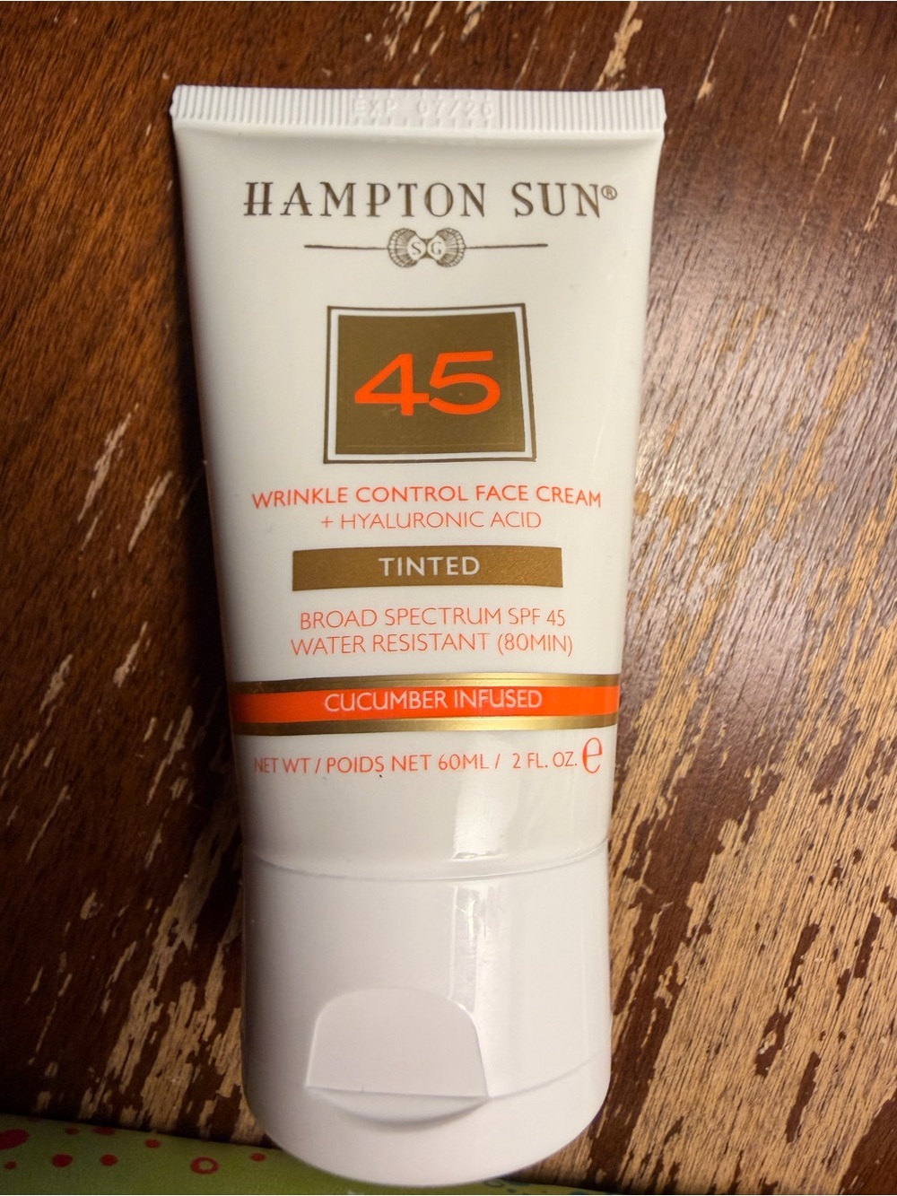 New Sealed Hampton Sun Tinted Wrinkle Control Face Cream SPF 45